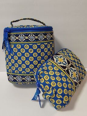 Vera Bradley Cool Keeper Insulated Lunch Bag and Cosmetic Bag Set Riviera Blue